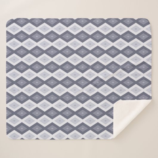 Shades of blue grey diamond pattern sherpa deken (Voorkant (horizontaal))
