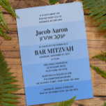 Shades of Blue Hebreeuws Naam Bar Mitzvah Uitnodig Kaart<br><div class="desc">Stijlvol en klassiek,  deze Bar Mitzvah Invitations hebben een blauwe gradiënt achtergrond en zijn volledig aanpasbaar om precies te zeggen wat je wilt!</div>