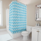 Shades of Blue Herringbone Pattern Design Douchegordijn (In situ)