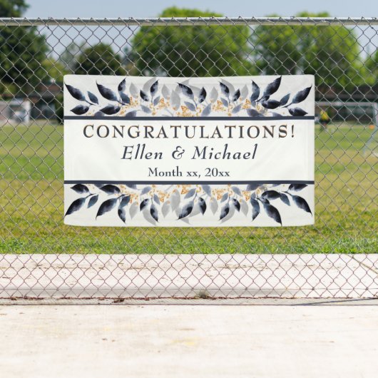 Shades of Blue Leaves met Gold, Wedding Banner (Insitu)