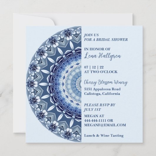 Shades of Blue Mandala Invitation Kaart (Voorkant)