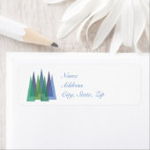 Shades of Blue Minimalist Pine Trees Wrap Label (Insitu)