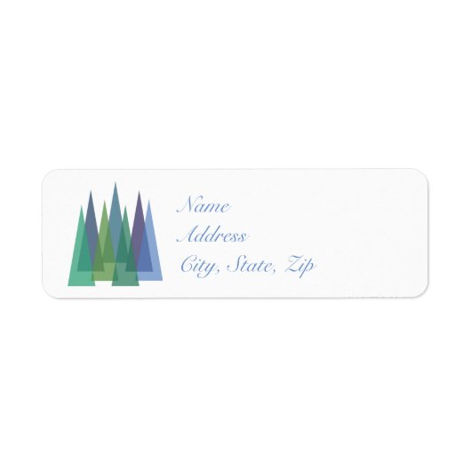 Shades of Blue Minimalist Pine Trees Wrap Label (Voorkant)