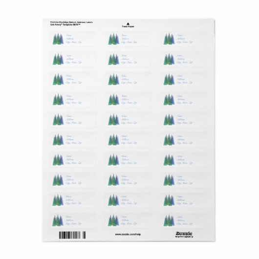 Shades of Blue Minimalist Pine Trees Wrap Label (Full Sheet)