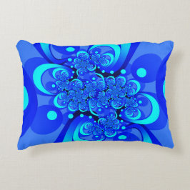 Shades of Blue Modern Abstract Fractal Art Accent Kussen