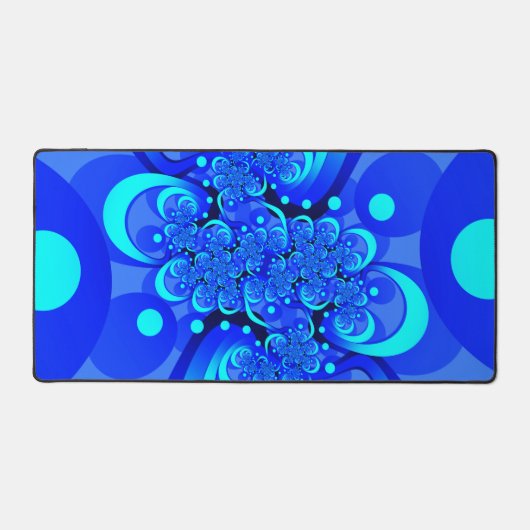 Shades of Blue Modern Abstract Fractal Art Bureaumat (Voorkant)
