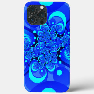 Shades of Blue Modern Abstract Fractal Art Case-Mate iPhone Case