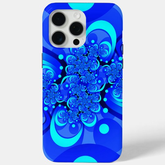 Shades of Blue Modern Abstract Fractal Art Case-Mate iPhone Case (Achterkant)