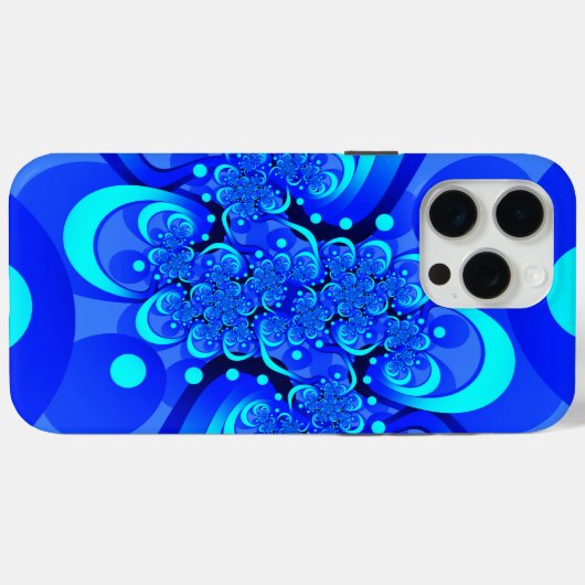 Shades of Blue Modern Abstract Fractal Art Case-Mate iPhone Case (Achterkant (horizontaal))