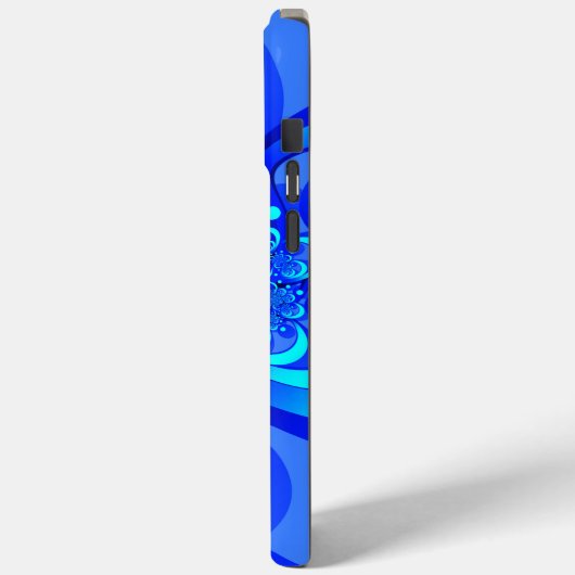 Shades of Blue Modern Abstract Fractal Art Case-Mate iPhone Case (Achterkant / Links)
