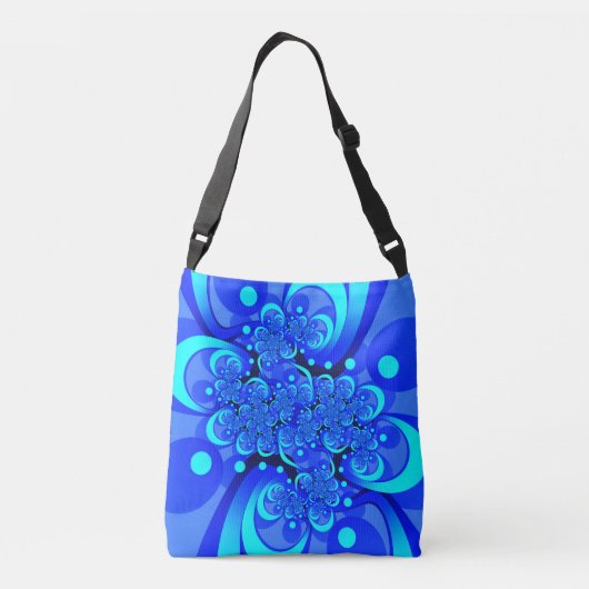 Shades of Blue Modern Abstract Fractal Art Crossbody Tas (Achterkant)