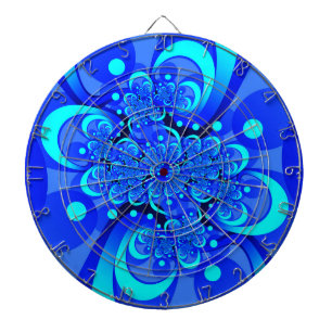Shades of Blue Modern Abstract Fractal Art Dartbord