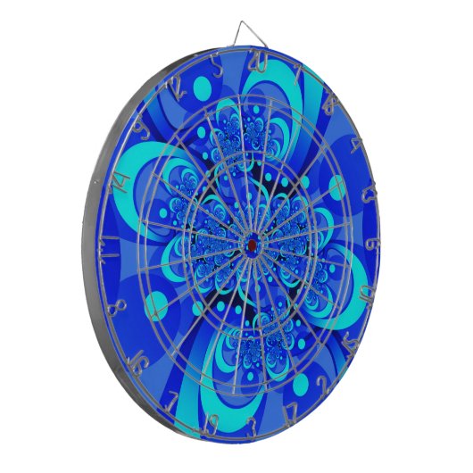 Shades of Blue Modern Abstract Fractal Art Dartbord (Voorkant Links)