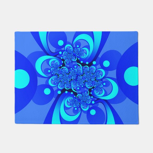 Shades of Blue Modern Abstract Fractal Art Deurmat (Voorkant)