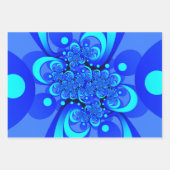Shades of Blue Modern Abstract Fractal Art Inpakpapier Vel (Voorkant 2)