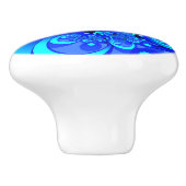 Shades of Blue Modern Abstract Fractal Art Keramische Knop (Zijkant)