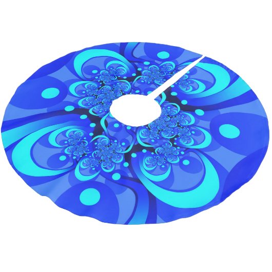 Shades of Blue Modern Abstract Fractal Art Kerstboom Rok (Gekanteld)