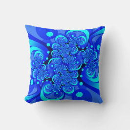 Shades of Blue Modern Abstract Fractal Art Kussen