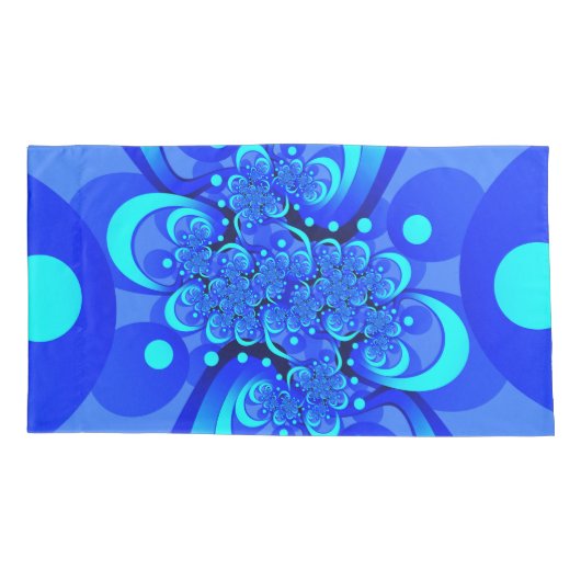 Shades of Blue Modern Abstract Fractal Art Kussensloop (Achterkant)