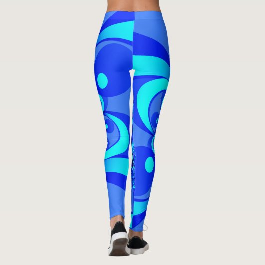 Shades of Blue Modern Abstract Fractal Art Leggings (Achterkant)