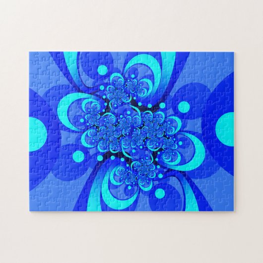 Shades of Blue Modern Abstract Fractal Art Legpuzzel (Horizontaal)
