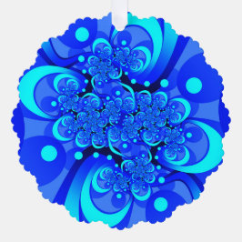 Shades of Blue Modern Abstract Fractal Art Ornament Kaart