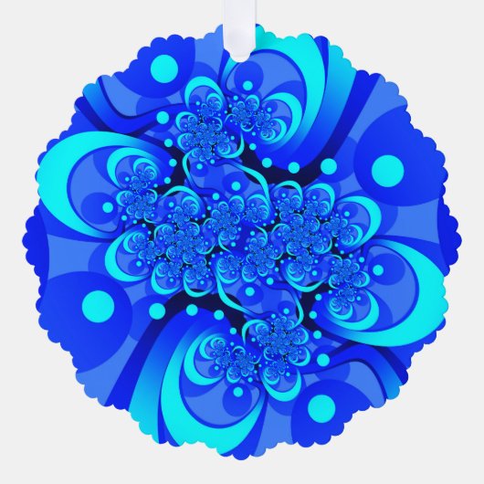 Shades of Blue Modern Abstract Fractal Art Ornament Kaart (Voorkant)