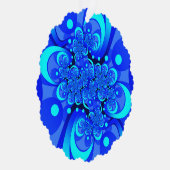 Shades of Blue Modern Abstract Fractal Art Ornament Kaart (Rechts)