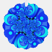 Shades of Blue Modern Abstract Fractal Art Ornament Kaart (Achterkant)