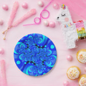 Shades of Blue Modern Abstract Fractal Art Papieren Bordje (Feest)