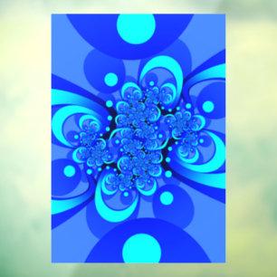 Shades of Blue Modern Abstract Fractal Art Raamsticker