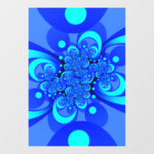 Shades of Blue Modern Abstract Fractal Art Raamsticker (Vel)