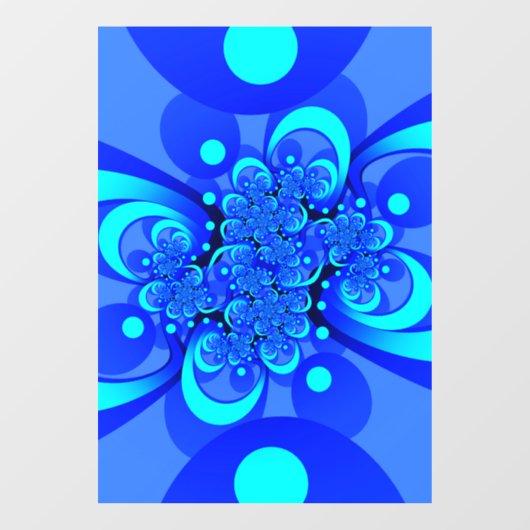 Shades of Blue Modern Abstract Fractal Art Raamsticker (Vel)