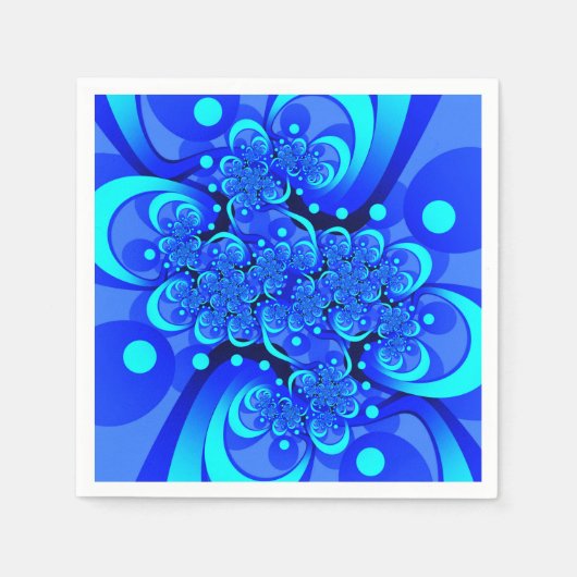 Shades of Blue Modern Abstract Fractal Art Servet (Voorkant)