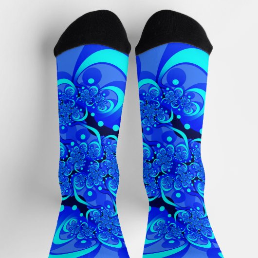 Shades of Blue Modern Abstract Fractal Art Sokken (Top)
