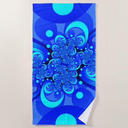 Shades of Blue Modern Abstract Fractal Art Strandlaken (Voorkant)