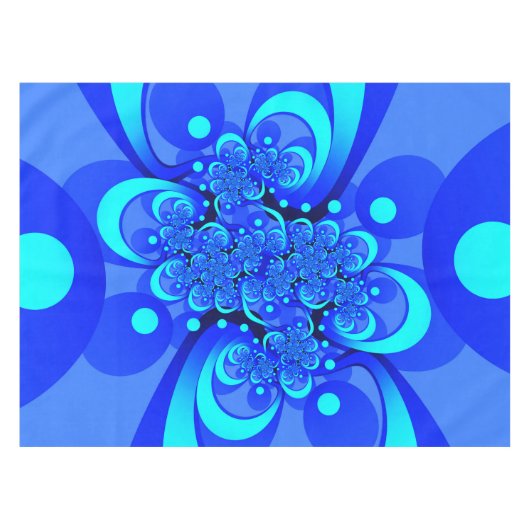 Shades of Blue Modern Abstract Fractal Art Tafelkleed (Voorkant (Horizontaal))