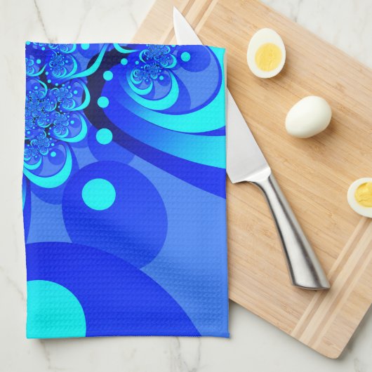 Shades of Blue Modern Abstract Fractal Art Theedoek (Quarter Fold)