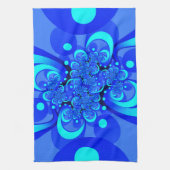 Shades of Blue Modern Abstract Fractal Art Theedoek (Verticaal)