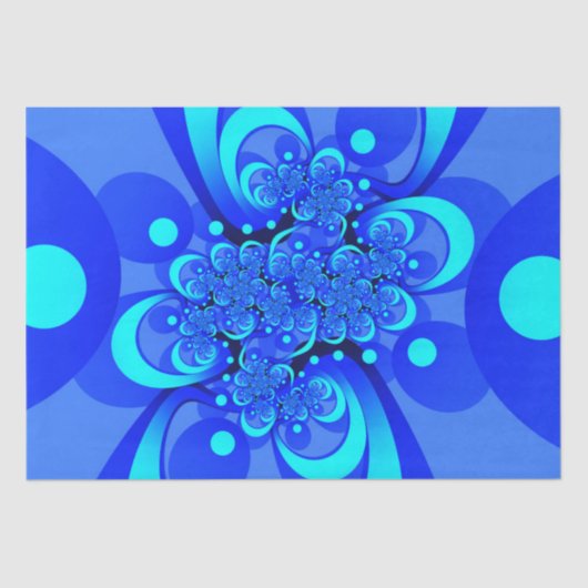 Shades of Blue Modern Abstract Fractal Art Tissuepapier (Voorkant)