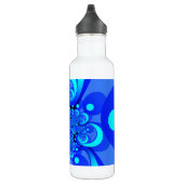 Shades of Blue Modern Abstract Fractal Art Waterfles (Rechts)