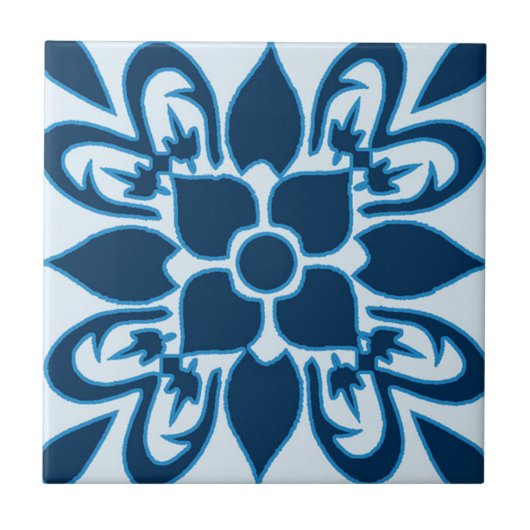 Shades of Blue Moroccan Patterned Tile Tegeltje (Voorkant)