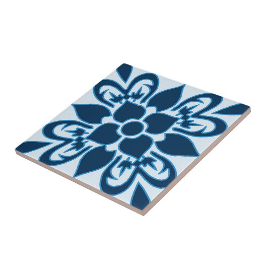 Shades of Blue Moroccan Patterned Tile Tegeltje (Zijkant)