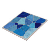 Shades of Blue Mosaic abstracte kunst Tegeltje (Zijkant)