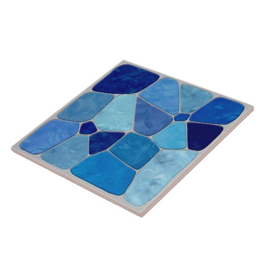 Shades of Blue Mosaic abstracte kunst Tegeltje (Zijkant)