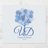 Shades of Blue of Elegant Tree Design Bier Etiket (Enkel label)