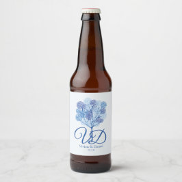 Shades of Blue of Elegant Tree Design Bier Etiket
