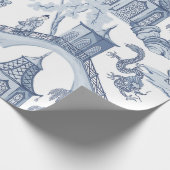 Shades of Blue Pagoda Chinoiserie Pattern Cadeaupapier (Hoek)
