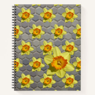 Shades of Blue Pattern narcissen Notitieboek