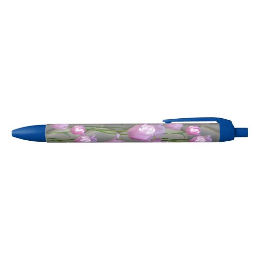 Shades of Blue Pattern Pink Tulips Pen (Bovenkant)